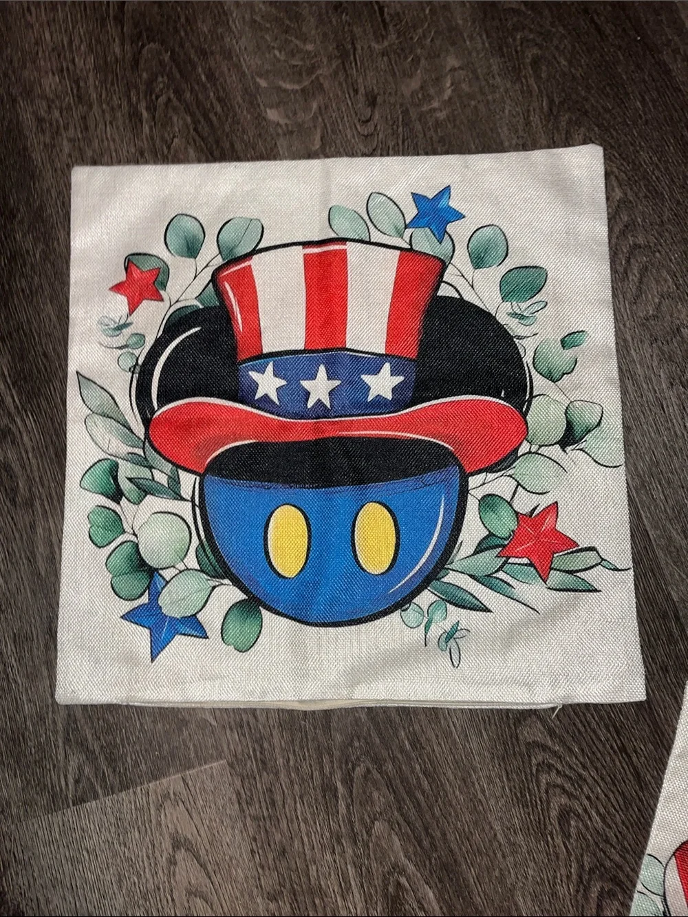 Two Patriotic Mickey Ears Decorative Pillow Covers -Fourth of July